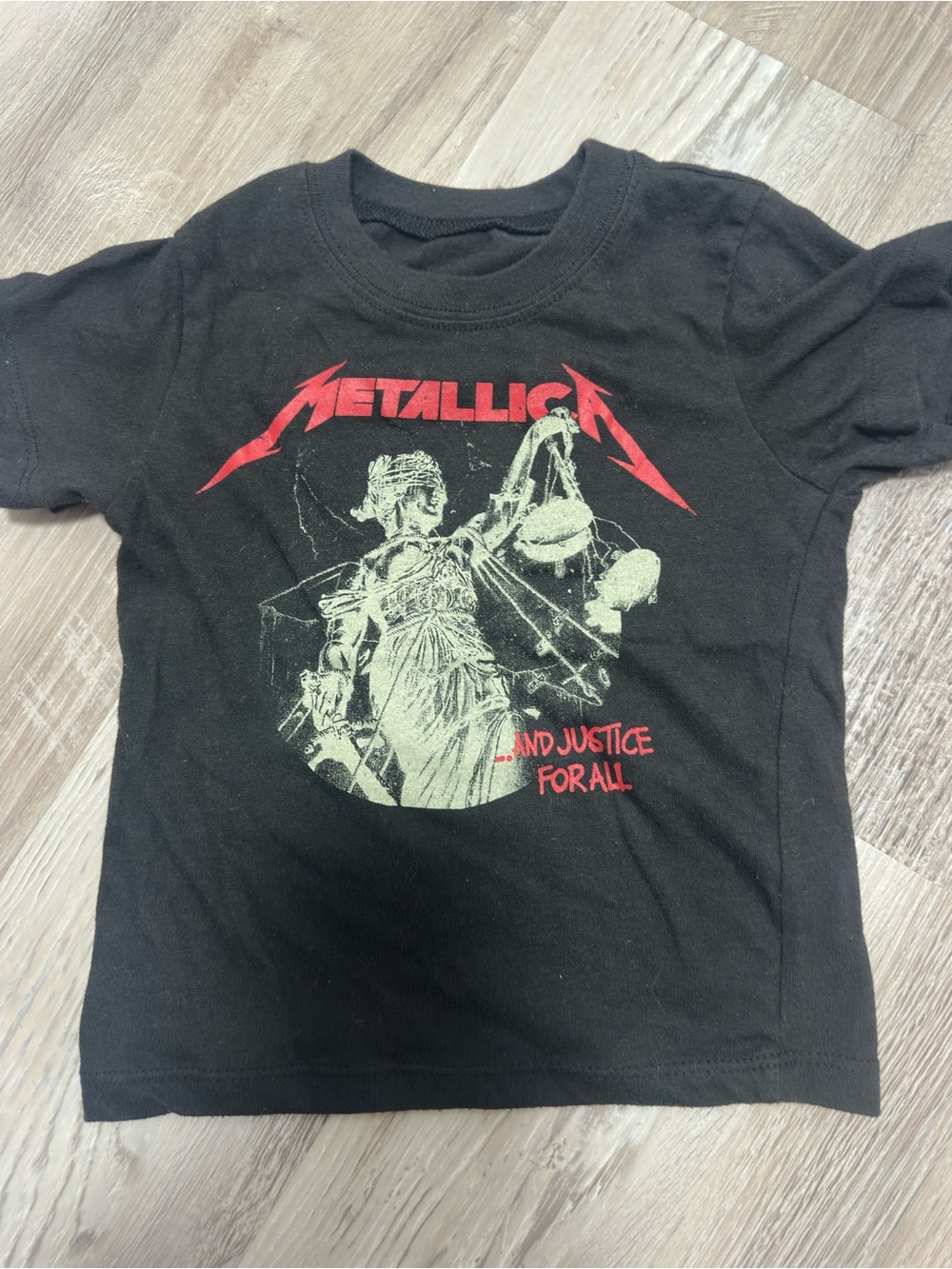 Kids' Metallica Black Graphic Tee - Red & Cream Print